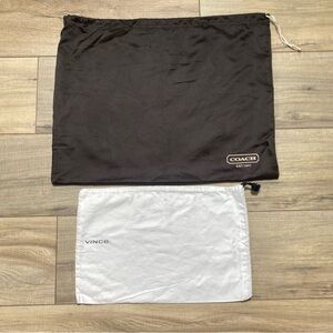 Coach & Vince Dust Bag Lot Of 2 Brown And White Designer Dust Bag Lot